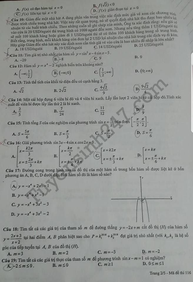 De thi thu THPTQG mon Toan 2018 - THPT Chuyen Bac Ninh lan 1