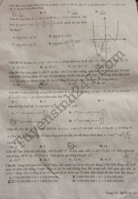 De thi thu THPTQG 2018 mon Toan - Chuyen Hung Vuong Lan 1