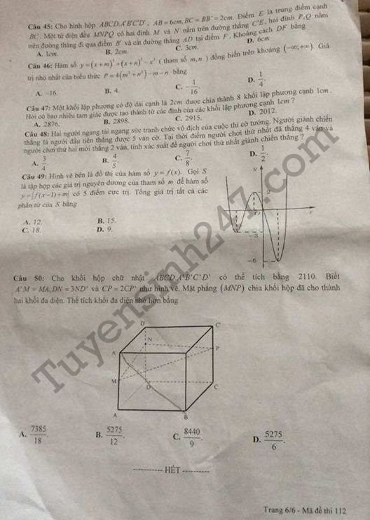 De thi thu THPTQG 2018 mon Toan - Chuyen Hung Vuong Lan 1