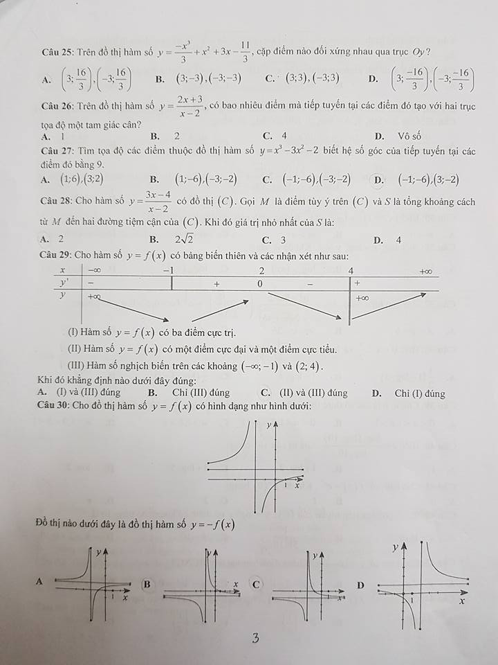 De cuong on tap ki 1 lop 12 mon Toan 2017 - THPT Chuyen Ngoai ngu