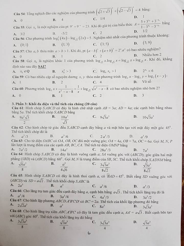 De cuong on tap ki 1 lop 12 mon Toan 2017 - THPT Chuyen Ngoai ngu