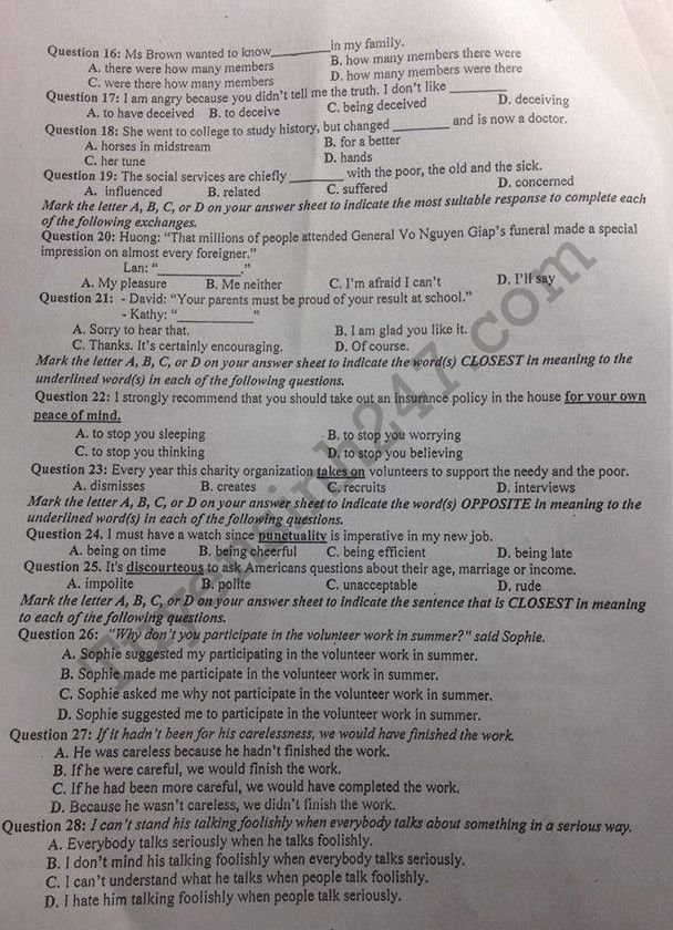 De thi thu THPT Quoc gia mon Anh 2018 - Quang Xuong 1 lan 1