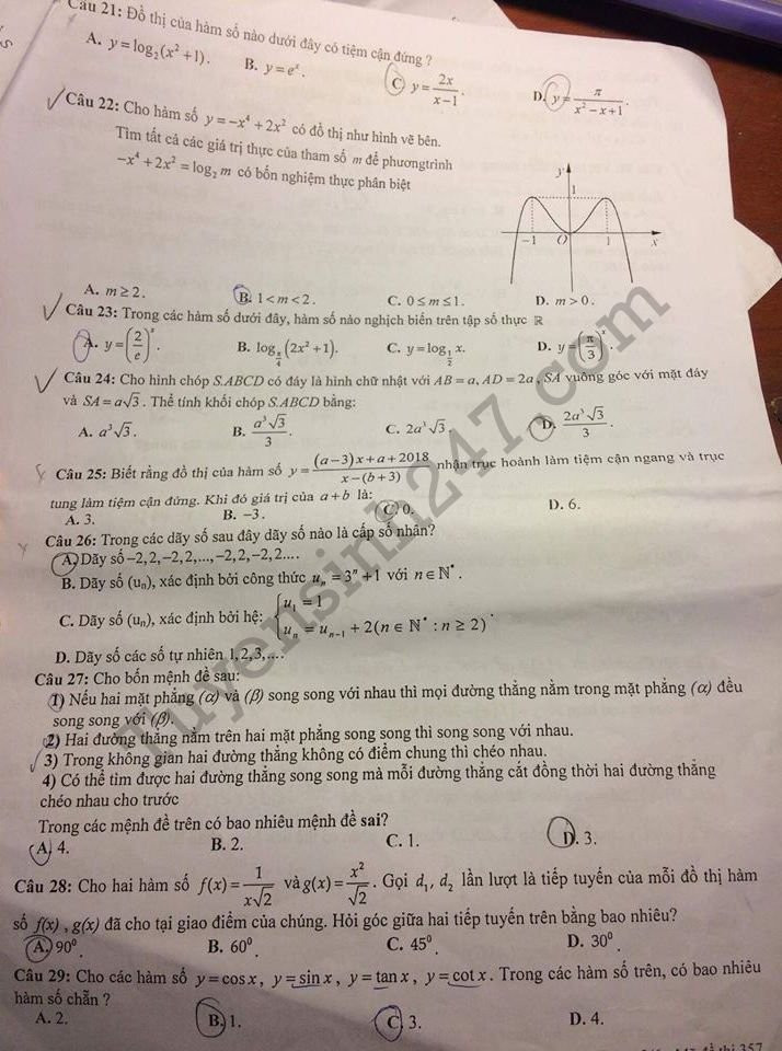 De thi thu THPTQG mon Toan 2018 - THPT Quang Xuong 1