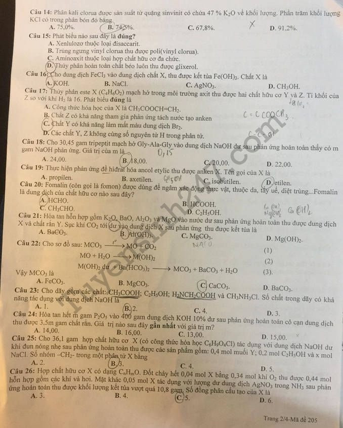 De thi thu THPTQG mon Hoa 2018 - THPT Chuyen Lam Son lan 1