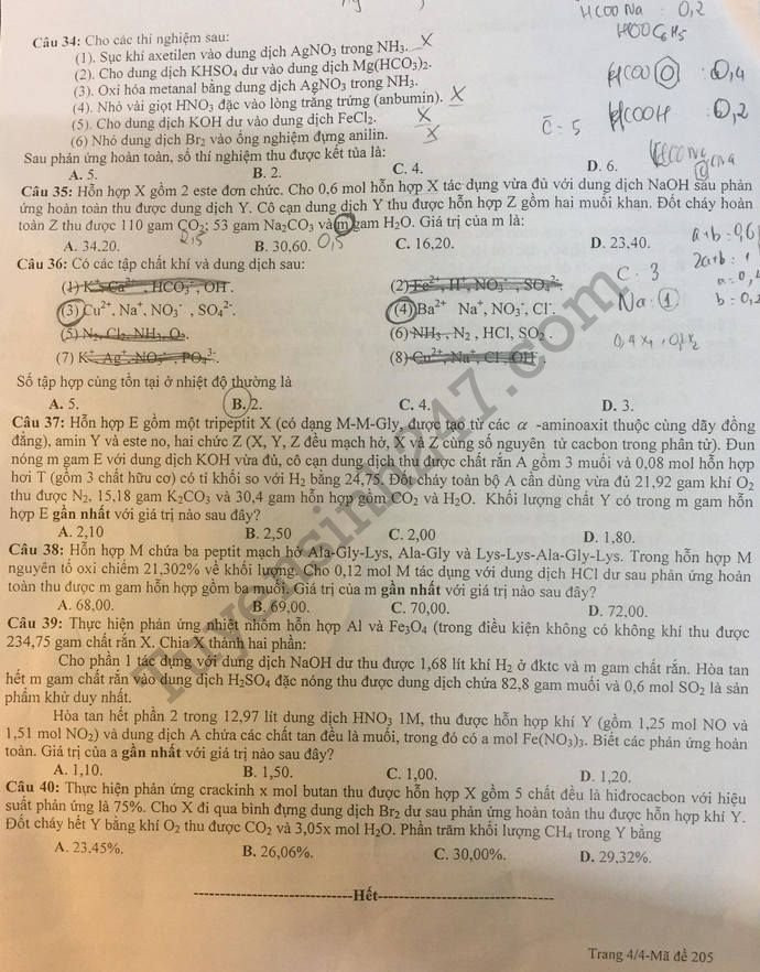 De thi thu THPTQG mon Hoa 2018 - THPT Chuyen Lam Son lan 1