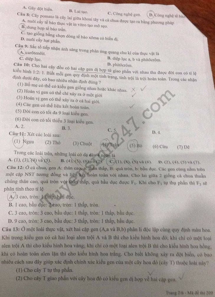 De thi thu THPTQG mon Sinh 2018 - THPT Chuyen Lam Son lan 1