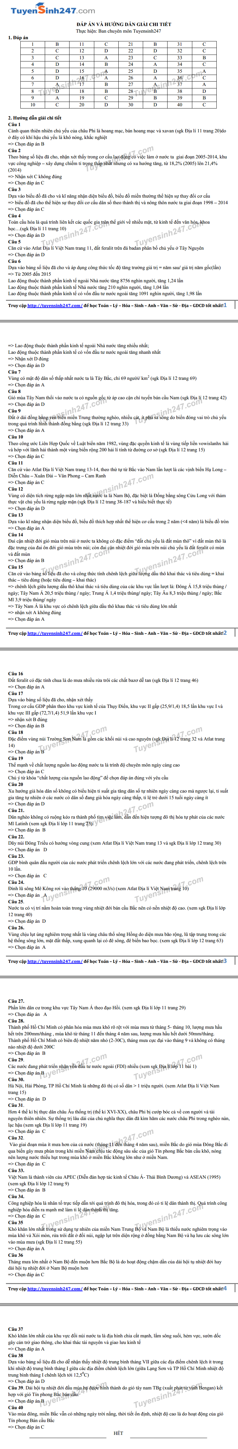 De thi thu THPTQG mon Dia 2018 - THPT Chuyen Lam Son lan 1