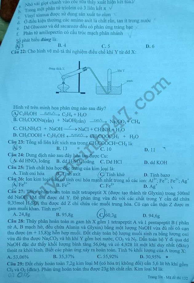 De thi thu THPTQG mon Hoa 2018 - THPT Chuyen Thai Binh lan 2