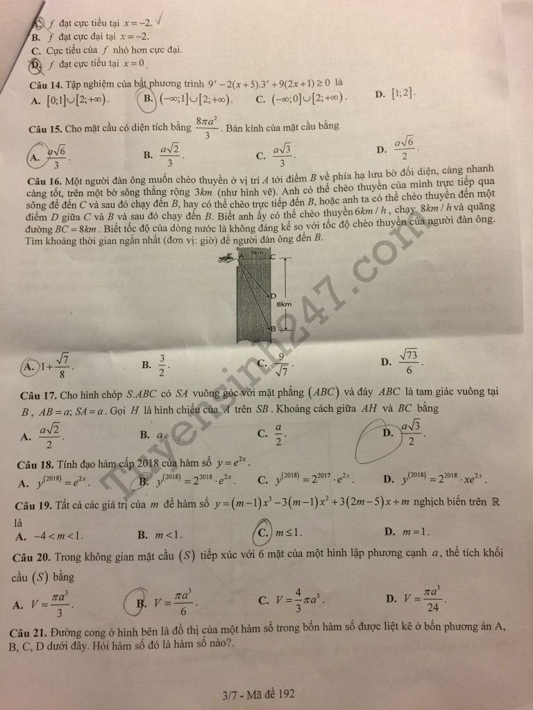 De thi thu THPTQG mon Toan THPT Chuyen Luong Van Tuy 2018 lan 1