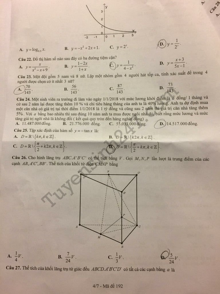 De thi thu THPTQG mon Toan THPT Chuyen Luong Van Tuy 2018 lan 1