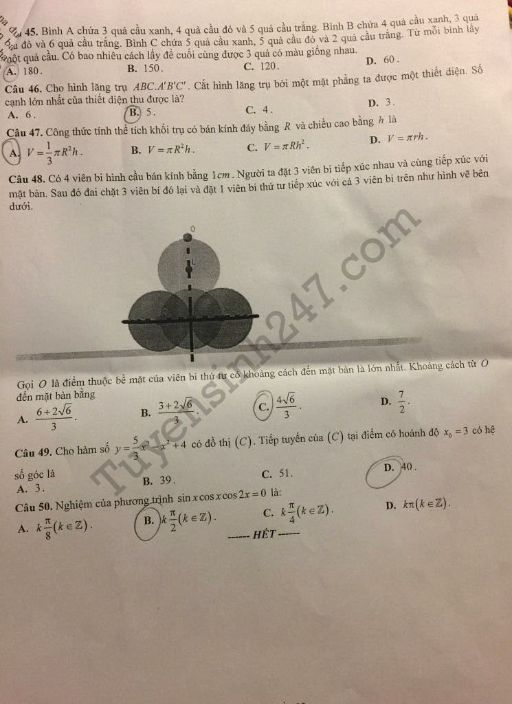 De thi thu THPTQG mon Toan THPT Chuyen Luong Van Tuy 2018 lan 1