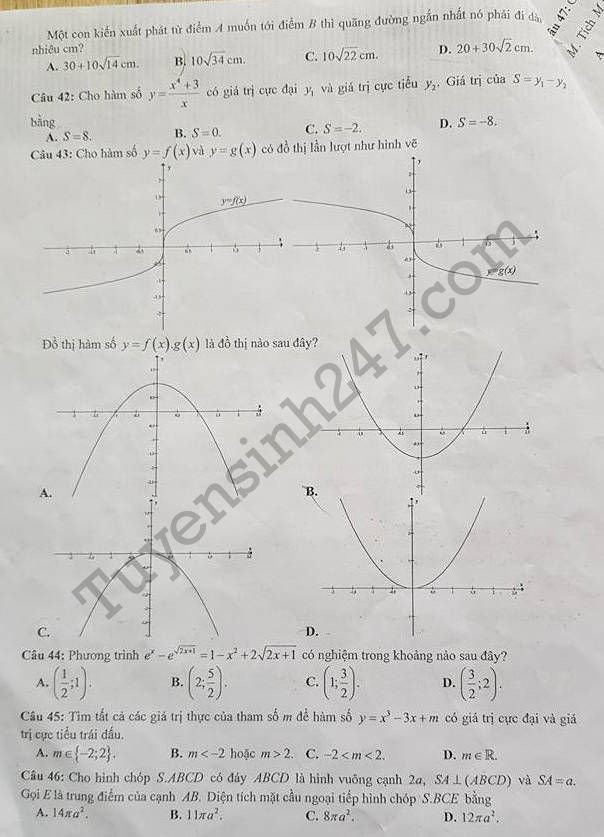 De thi hoc ki 1 lop 12 mon Toan THPT Chu Van An 2017 - 2018