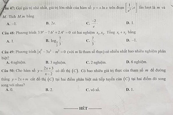De thi hoc ki 1 lop 12 mon Toan THPT Chu Van An 2017 - 2018