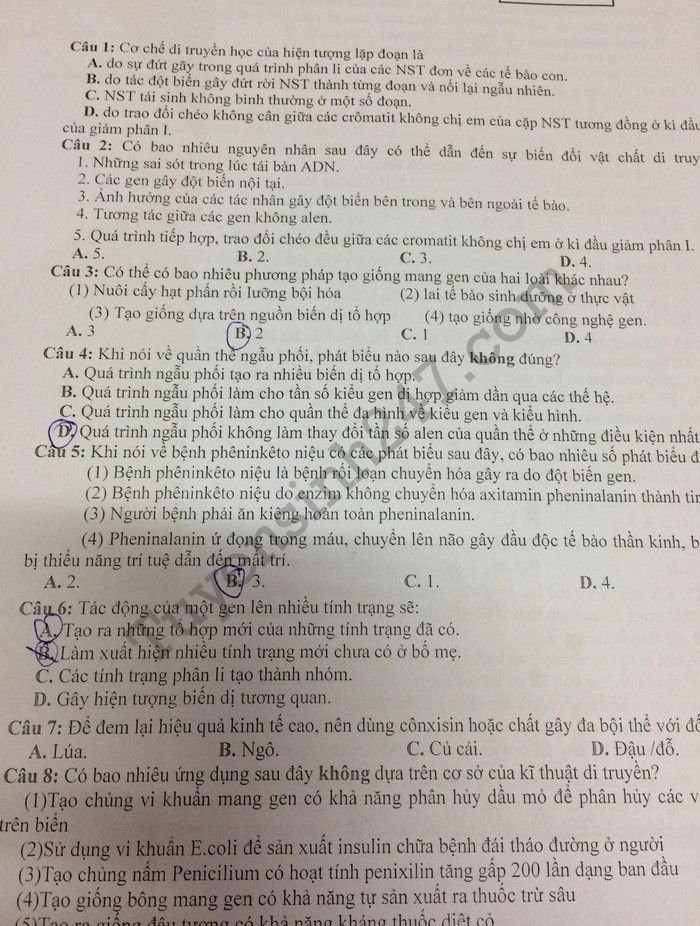 De thi thu THPTQG mon Sinh 2018 - THPT Chuyen Le Quy Don