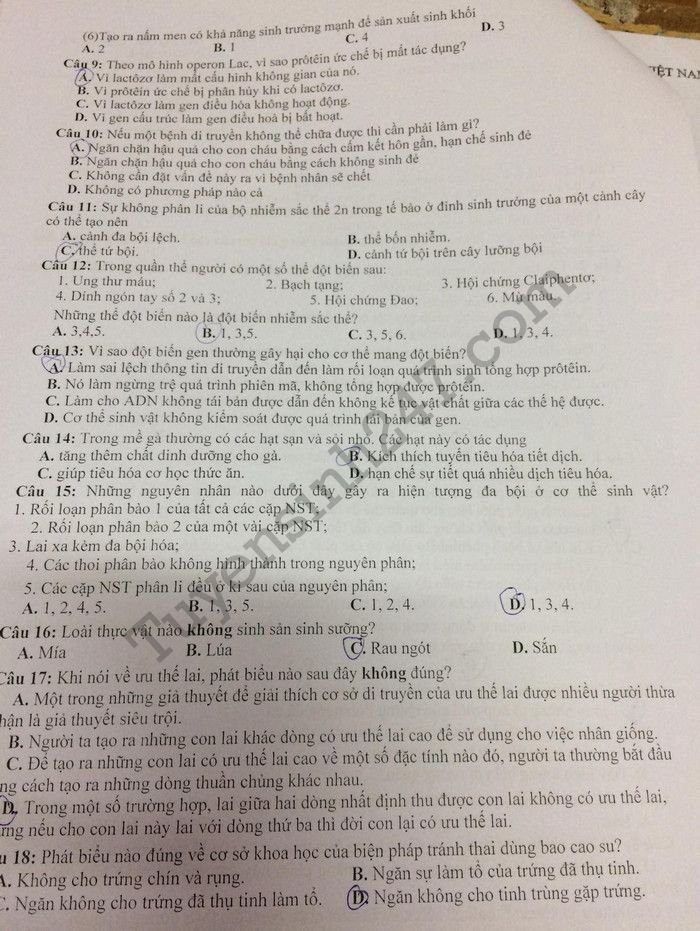 De thi thu THPTQG mon Sinh 2018 - THPT Chuyen Le Quy Don