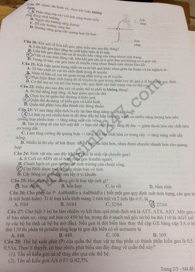 De thi thu THPTQG mon Sinh 2018 - THPT Chuyen Le Quy Don