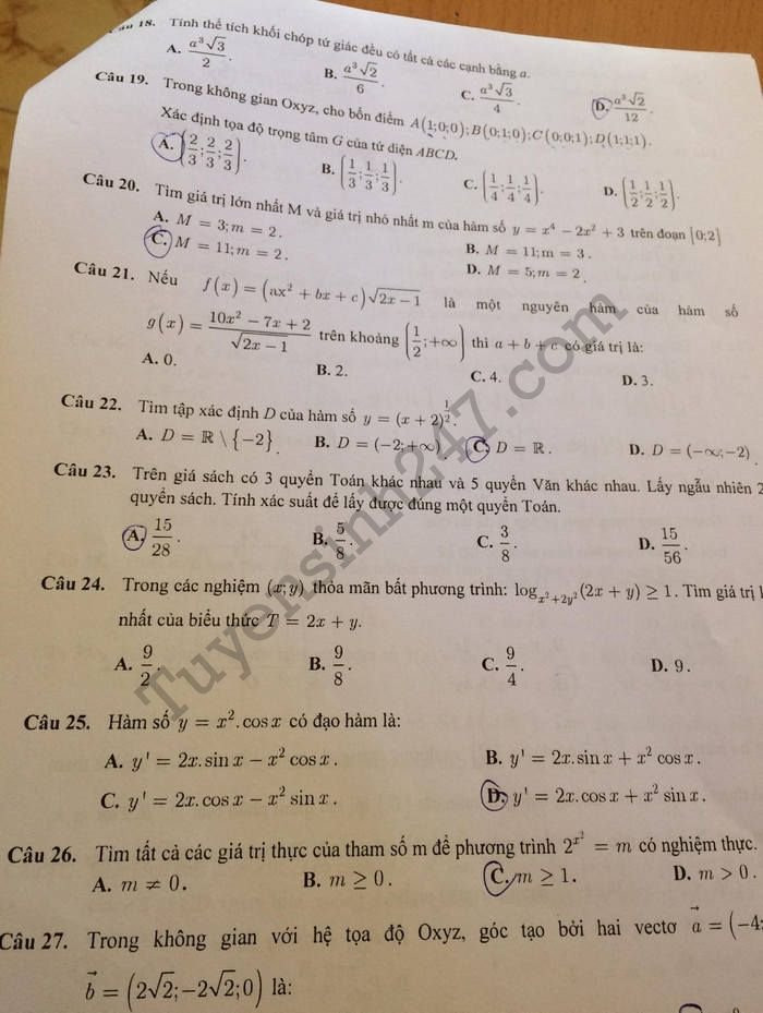 De thi thu THPTQG mon Toan THPT Chuyen Le Quy Don 2018