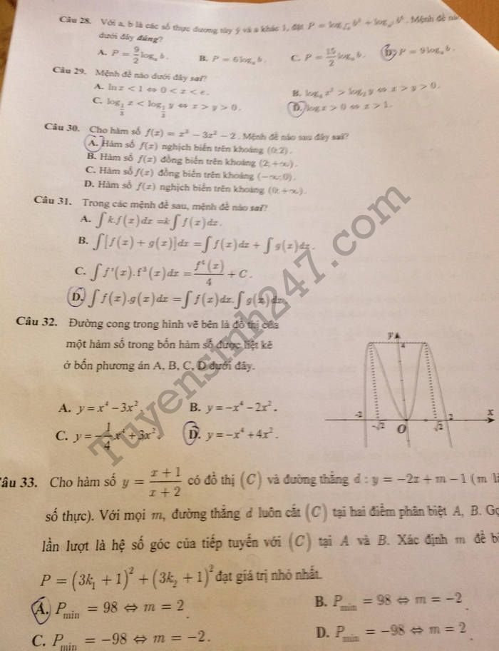 De thi thu THPTQG mon Toan THPT Chuyen Le Quy Don 2018