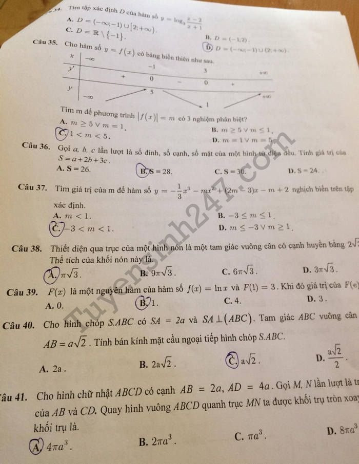 De thi thu THPTQG mon Toan THPT Chuyen Le Quy Don 2018