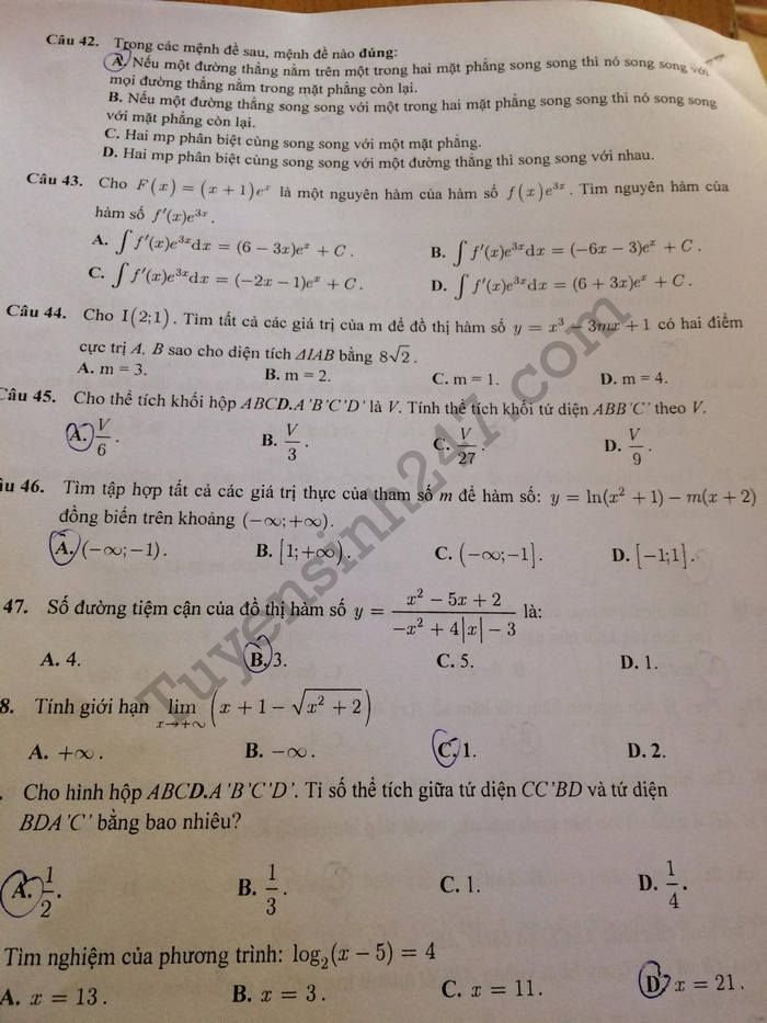 De thi thu THPTQG mon Toan THPT Chuyen Le Quy Don 2018