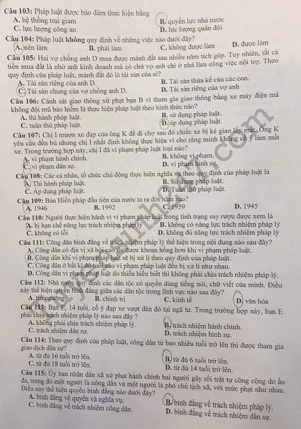 de thi thu thpt quoc gia 2018 mon giao duc cong dan truong thpt chuyen tran phu