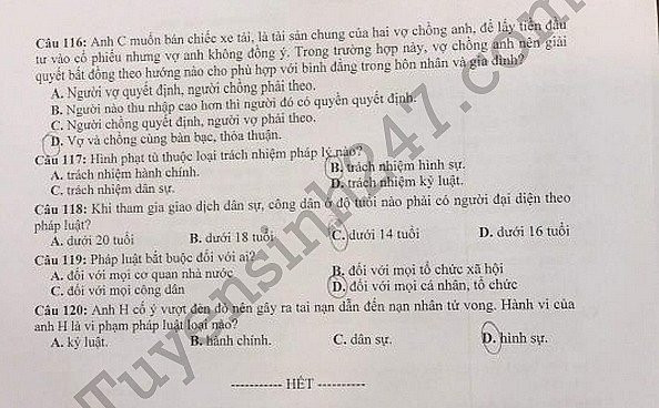 de thi thu thpt quoc gia 2018 mon giao duc cong dan truong thpt chuyen tran phu
