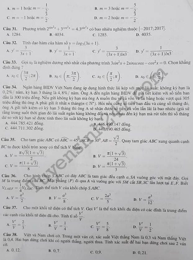 De thi thu THPT Quoc gia mon Toan THPT Kim Lien HN 2018 lan 1