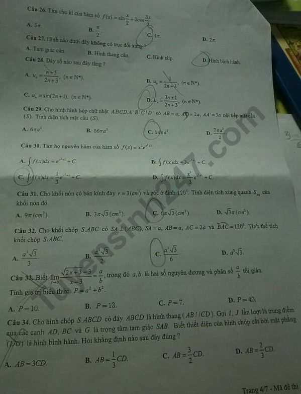 De thi thu THPTQG mon Toan THPT Chuyen Ha Long lan 1 nam 2018