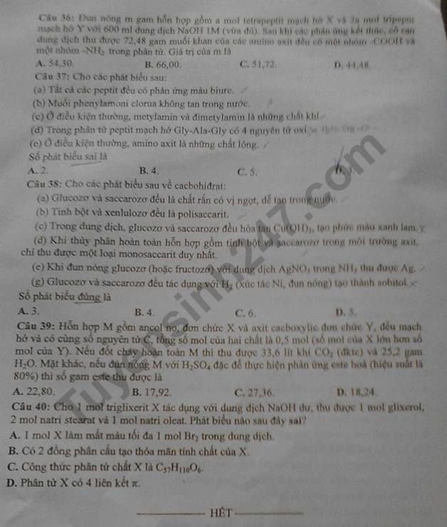 De thi ki 1 mon Hoa lop 12 So GD Khanh Hoa 2017 - 2018
