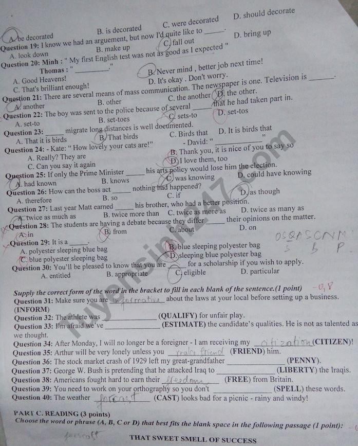 De thi thu THPT Quoc gia mon Anh Chuyen Hung Yen 2018