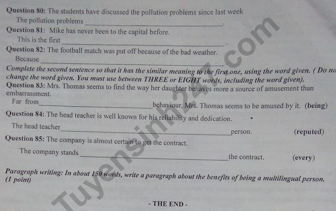 De thi thu THPT Quoc gia mon Anh Chuyen Hung Yen 2018