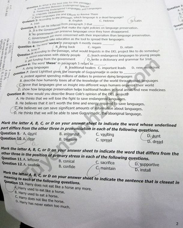 De thi thu THPTQG mon Anh Chuyen KHTN lan 1 nam 2018