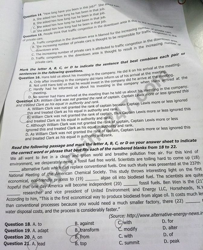 De thi thu THPTQG mon Anh Chuyen KHTN lan 1 nam 2018