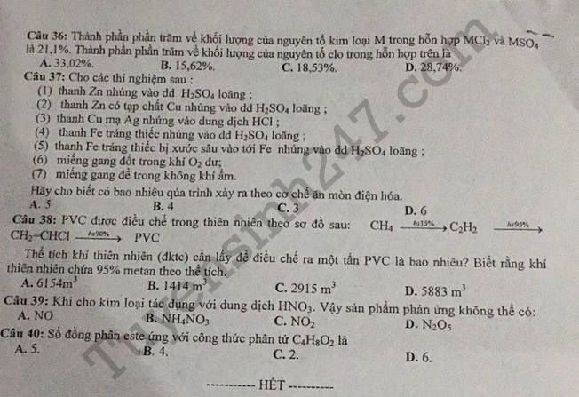 de thi thu thpt quoc gia 2018 mon hoa hoc truong thpt luong van tuy