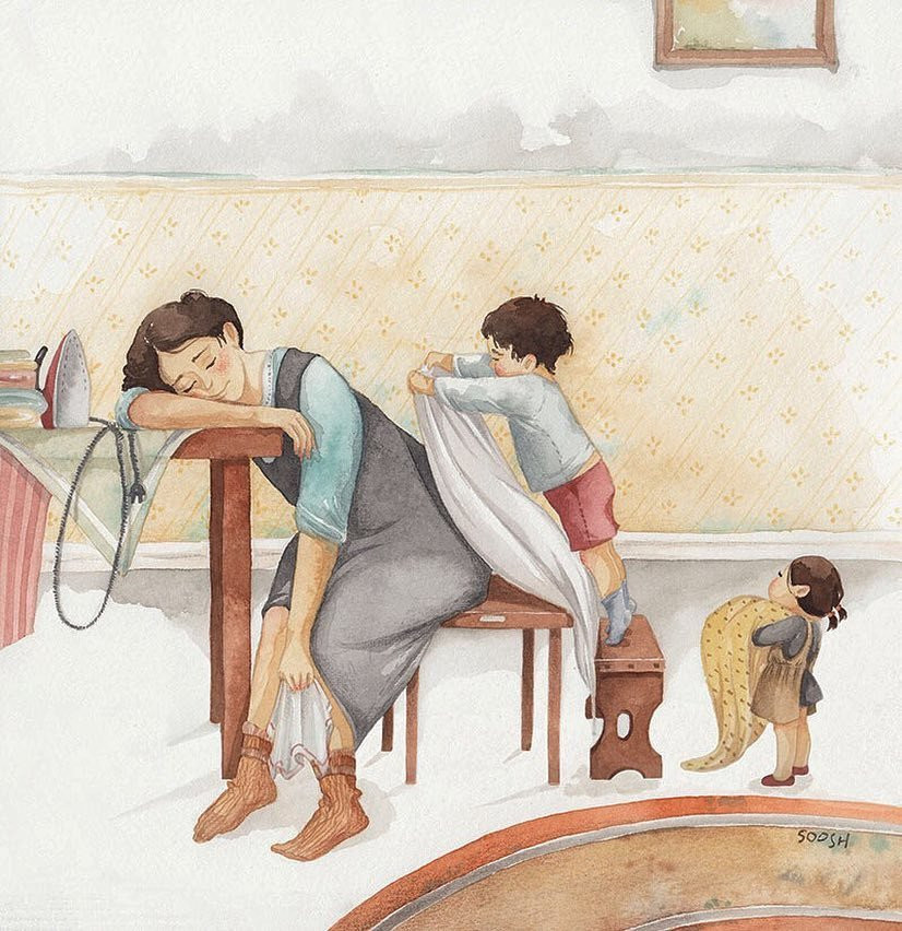 Bo tranh ve gia dinh cham toi cam xuc nguoi xem hinh anh 2