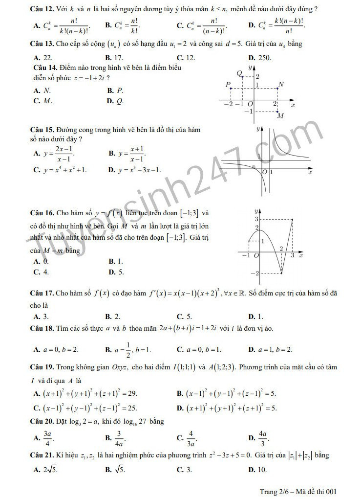 Huong dan giai de thi minh hoa mon Toan THPTQG 2019