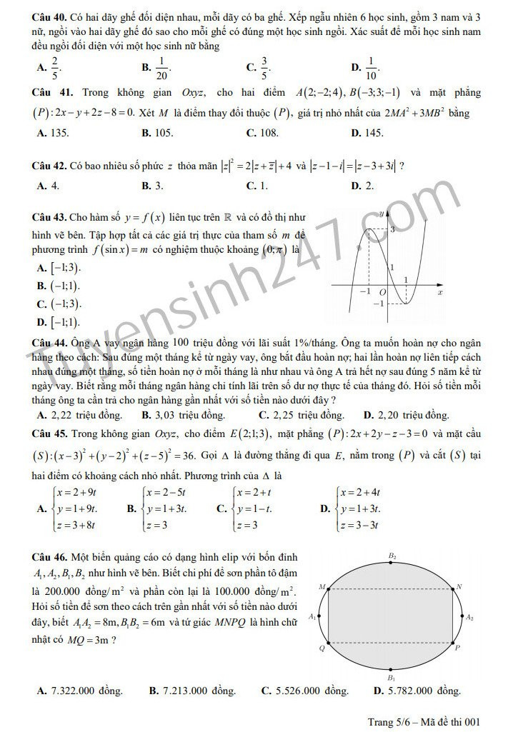 Huong dan giai de thi minh hoa mon Toan THPTQG 2019