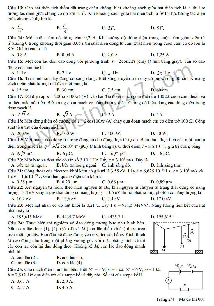 Huong dan giai De thi minh hoa mon Ly THPT QG 2019