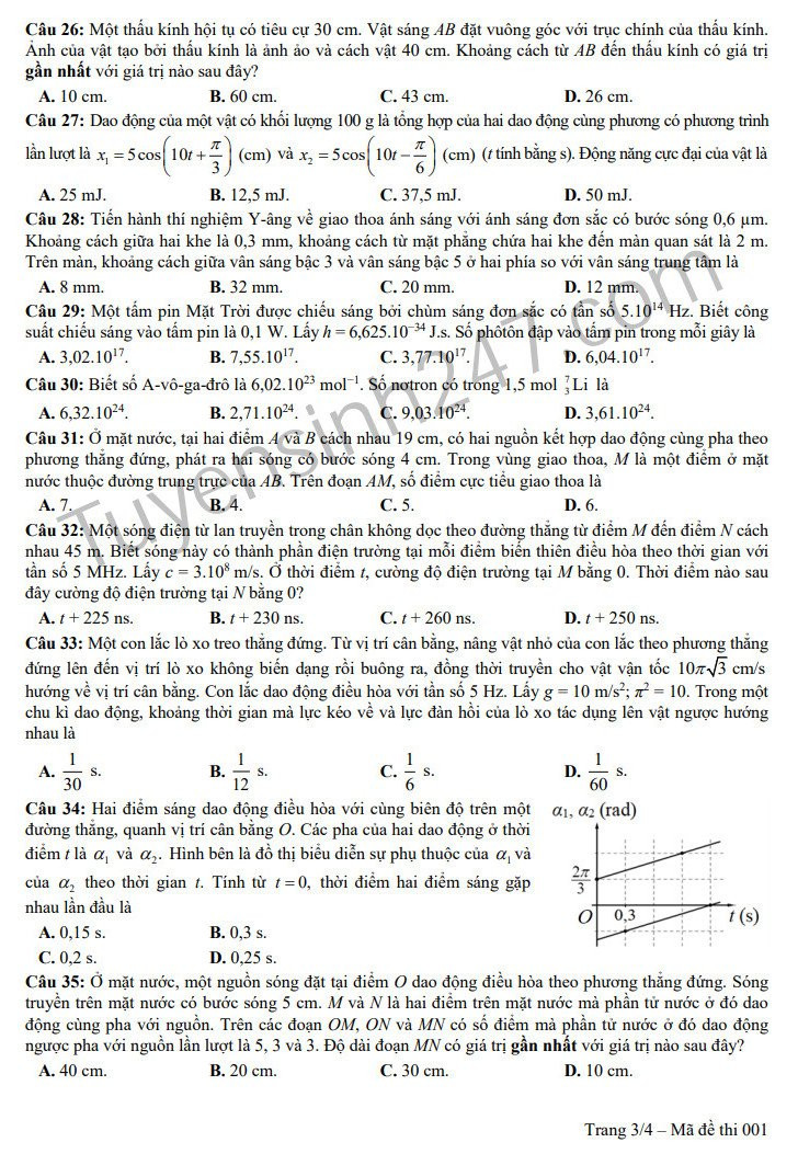 Huong dan giai De thi minh hoa mon Ly THPT QG 2019