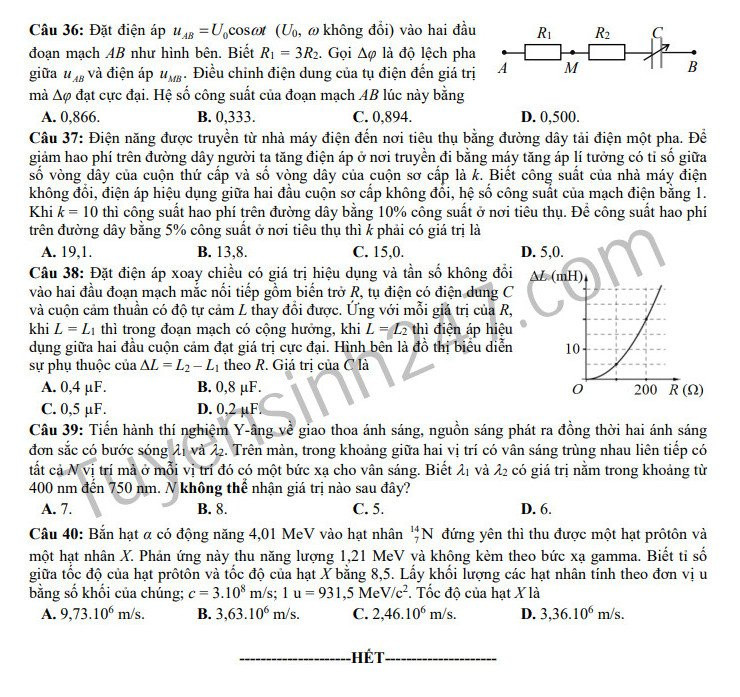 Huong dan giai De thi minh hoa mon Ly THPT QG 2019