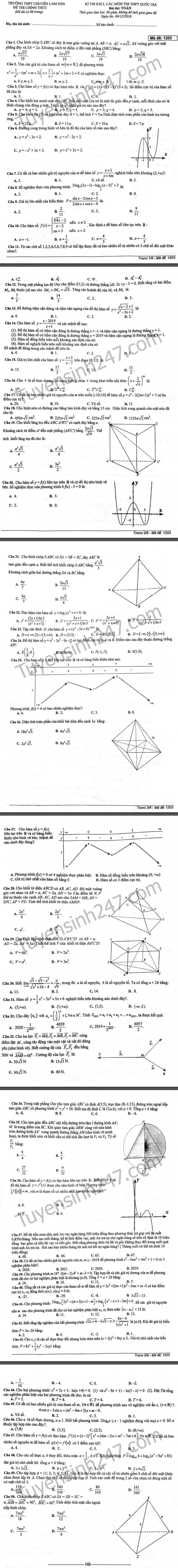 de thi thu thpt quoc gia 2019 mon toan thpt chuyen lam son