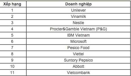 top 10 doanh nghiep co moi truong lam viec tot nhat vn