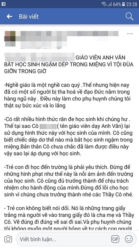 Co giao bi to phat hoc sinh ngam dep vi dua trong gio hoc hinh anh 1