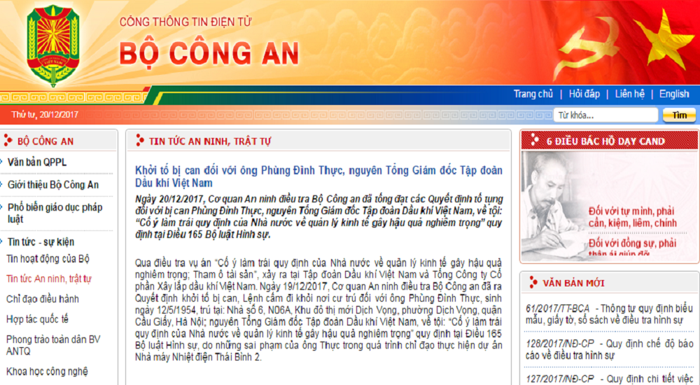 khởi tố ông phùng đình thực