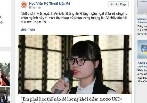 Chuyện về câu hỏi của Thanh đang được lan truyền và bàn luận nhiều trên mạng XH. Ảnh cắt từ Facebook