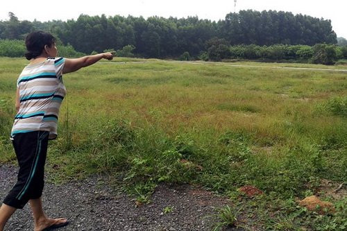 Một lô đất được chủ đầu tư rao bán với giá 160 triệu đồng/ 100 m2 tại xã Bình Sơn. Ảnh: Phước Tuấn