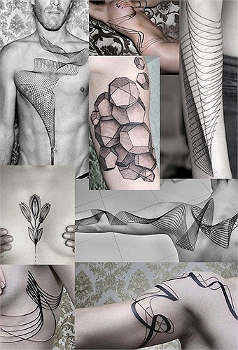 Có tiếng trong giới xăm mình phải kể đến Chaim Machlev ở Berlin (Đức). Anh chàng này luôn biết cách tạo ra các hình xăm thành khối độc đáo, trông đơn giản mà vô cùng phức tạp chỉ với duy nhất một màu mực đen. 