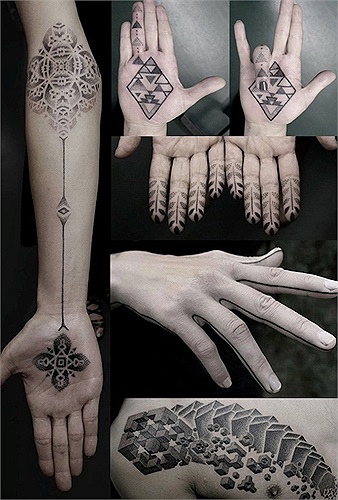 Kenji Alucky (Hokkaido, Nhật Bản) nổi tiếng với kỹ thuật xăm sử dụng các họa tiết hình học và bộ lạc. Kenji là nghệ sĩ xăm hình hay đi du lịch. 