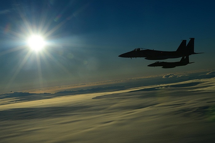 Các máy bay F-15C Eagles của Lực lượng Không quân Hoàng gia Anh