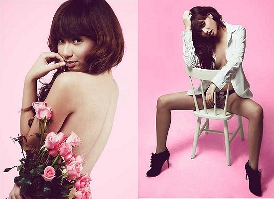 Trước ngày thi tốt nghiệp THPT năm 2012, Hồng Quế khiến khán giả 'nóng mắt' khi tung ra bộ ảnh nude táo bạo.